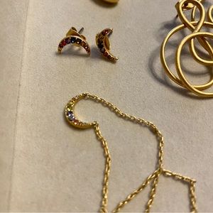 Madewell Moon Rainbow Pave Earrings and Necklace